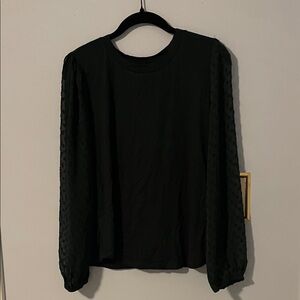 Elegant Green Blouse with Sheer Sleeves